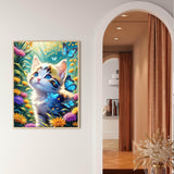 mrpwnle Cat Diamond Painting Kits for Adults-Cat Diamond Art Kits for Adults,5D Diamond Painting, DIY Full Drill Diamond Painting Flowers Gem Art and Crafts Kits 12x16inch mrpwnle