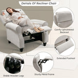 Bonzy Home Recliner Chair Accent Chair, Push Back Reclining Chair with Padded Seat, Single Sofa Fabric Recliners for Living Room Bedroom Home Theater, White Bonzy Home