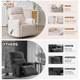 Rhevoy Oversized Swivel Recliner Chair with Massage and Heat, Rocking Chair Nursery with Adjustable Headrest, Rocking Chair Nursery Glider Chairs with 2 Pillows, Glider Rocker Recliner, White Rhevoy