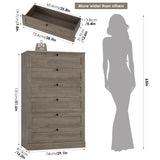 HOSTACK 6 Drawer Dresser for Bedroom, 52" Tall Dresser & Chest of Drawers, 29" W Wood Dresser Drawer Chest, Modern Vertical Dresser Storage Cabinet for Living Room, Entryway, Hallway HOSTACK