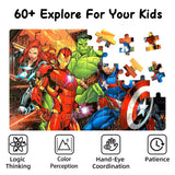 Puzzles for Kids 60 Piece Jigsaw Puzzles for Kids Ages 4-6 Wood Puzzles in a Metal Box Dinosaur Puzzles for Kids Ages 8-10 Great Gifts for Girls and Boys AVENGERS