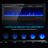 oneinmil Electric Fireplace, 50 inch Wide Recessed/Wall Mounted Electric Fireplace, Remote Control with Timer 12 Adjustable Color Flame, Remote Control,with Crystal Stone, 750/1500W oneinmil