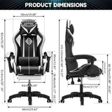 Gaming Chair with Speakers and Lights Ergonomic Computer Gaming Chair with Footrest LED RGB Lights Massage High Back Music Video Game Chair with Lumbar Support White and Black VANSPACE
