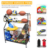 Kinghouse Sport Equipment Organizer for Garage, Steel Basketball Rack with Baseball Bat Holder and Hooks, Easy Assembly Storage for Balls, Kids' Toys, and Workout Gear in Basement, Home Gym, Outdoor Kinghouse