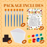 Fall Thanksgiving Crafts for Kids - 24 PCS DIY Wood Magnet Painting Kit with Cards - Thanksgiving Classroom Activities, Autumn Holiday Decorations, Fall Goodie Bag Favors for Boys & Girls GOGREENWOVEN