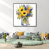 Yezavesu Flower Framed Paint by Numbers Kit for Adults Beginner & Kids Ages 8-12, Flowers Paint by Number Without Easel, DIY Adult Paint by Numbers Sunflower for Home Wall Decor Gift 10x 10 inch Yezavesu