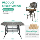 VIVIJASON 9-Piece High Patio Dining Set, Free-Rust Cast Aluminum Patio Bar Table and Chairs Set with 8 Swivel Bar Stools & 64" Bar Height Dining Table, Umbrella Hole for Backyard, Lawn, Garden VIVIJASON