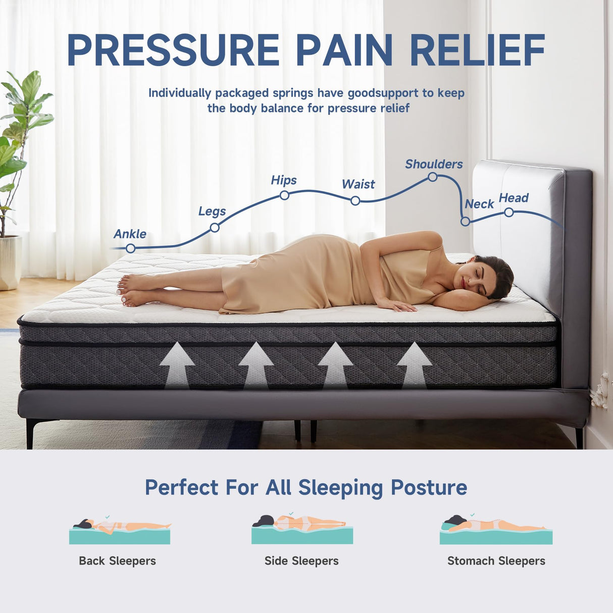 Uapev Queen Mattress,12inch Thickness Mattress in A Box,Memory Foam Hybrid Mattress,with Individual Pocket Spring for Motion Isolation & Silent Sleep,Pressure Relief,Plush Texture. Uapev