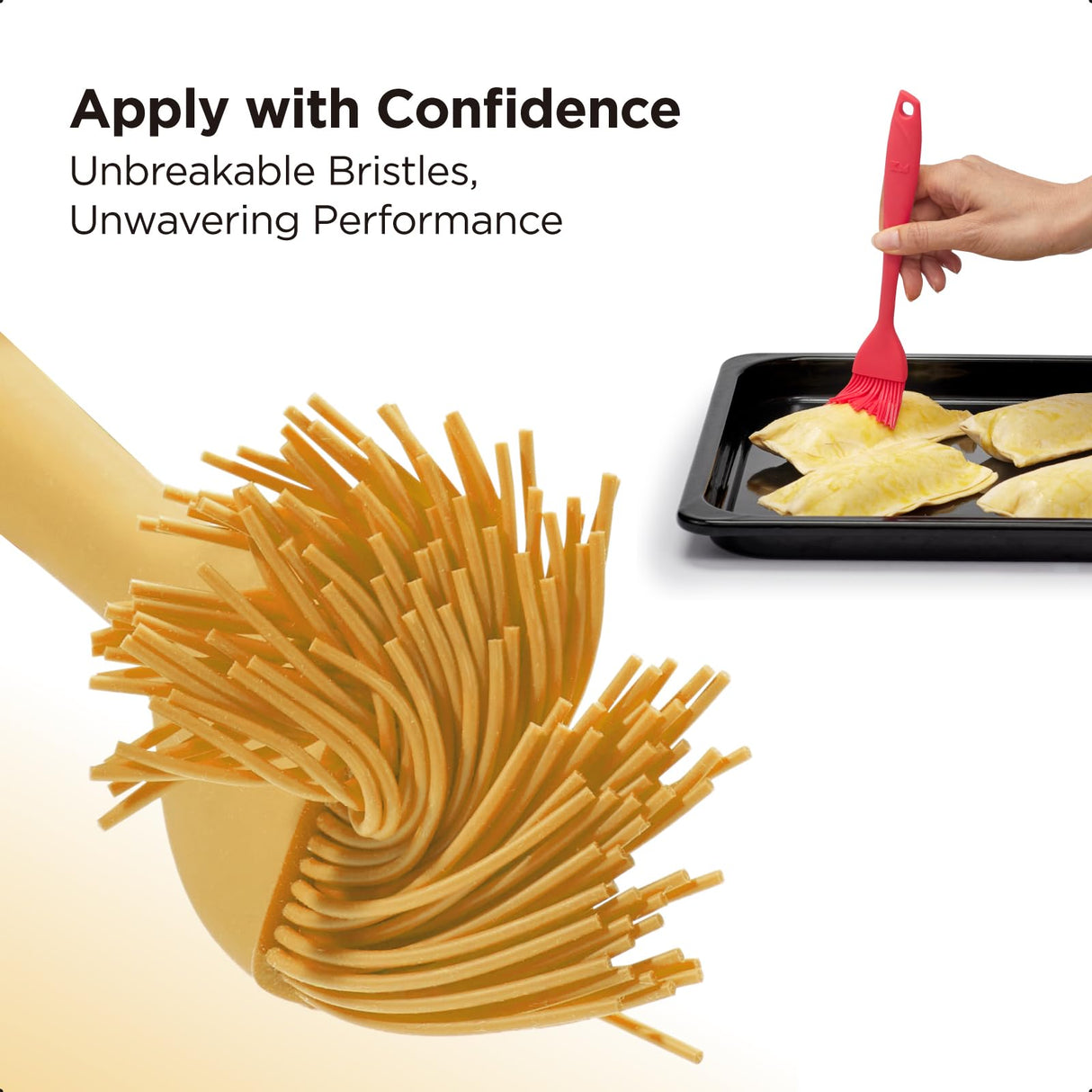 Kitchen Mama WaltzGrip Platinum Silicone Basting Pastry Brush: Set of 2 Heat-Resistant Brushes for Cooking, Baking, Grilling, and Spreading Oil or Butter - Dishwasher-Safe (Yellow) Kitchen Mama