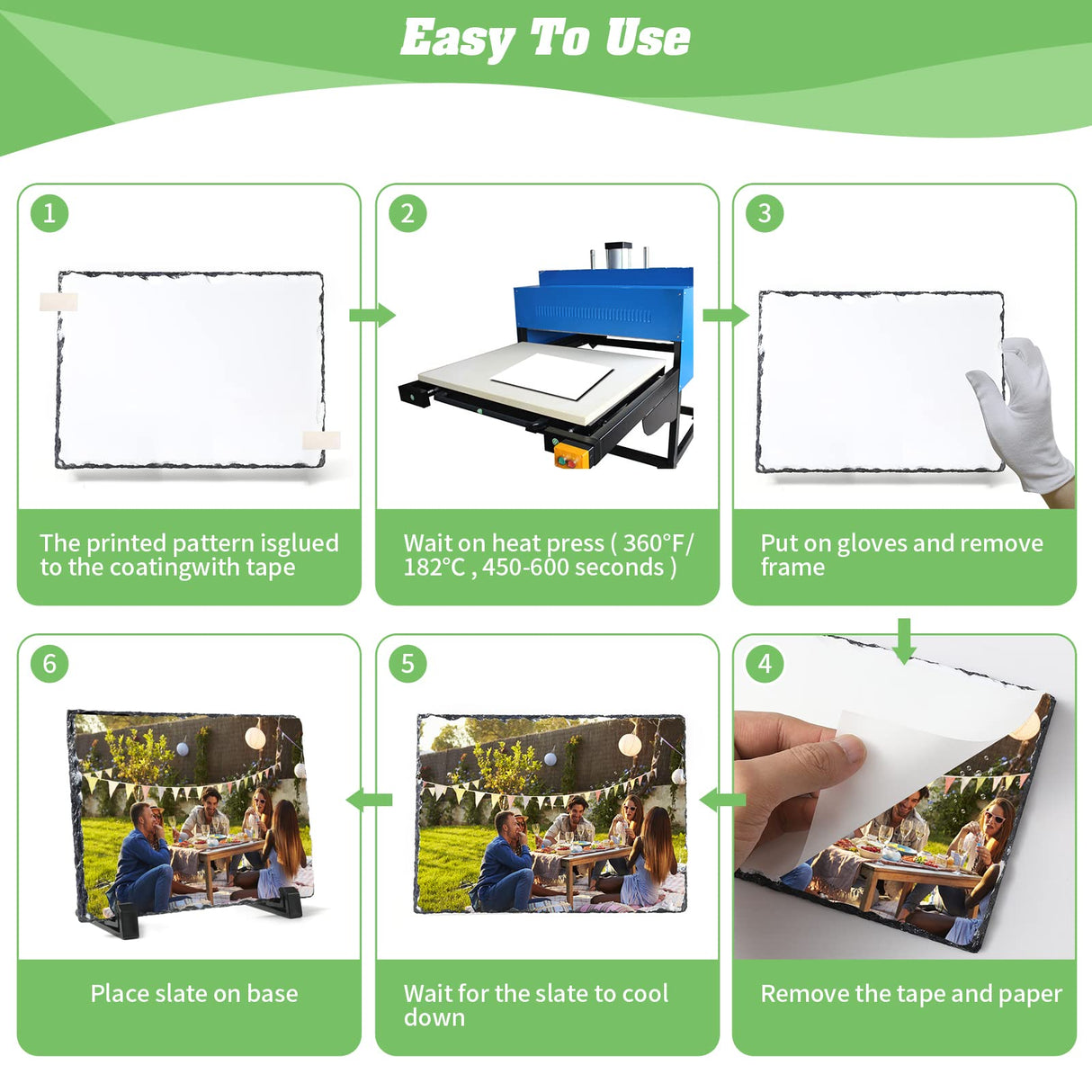 YOUKE OLA 20 Pieces Sublimation Slate Blank Rock Stone Photo Rectangular Frame Heat Transfer Plaque Picture Frame with Display Holder for Birthday, Wedding 4 x 6 Inch YOUKE OLA