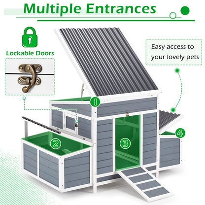 AECOJOY Wooden 56" Chicken Coop with 6 Nesting Boxes, Outdoor Chicken Cage Large Hen House Poultry Hutch