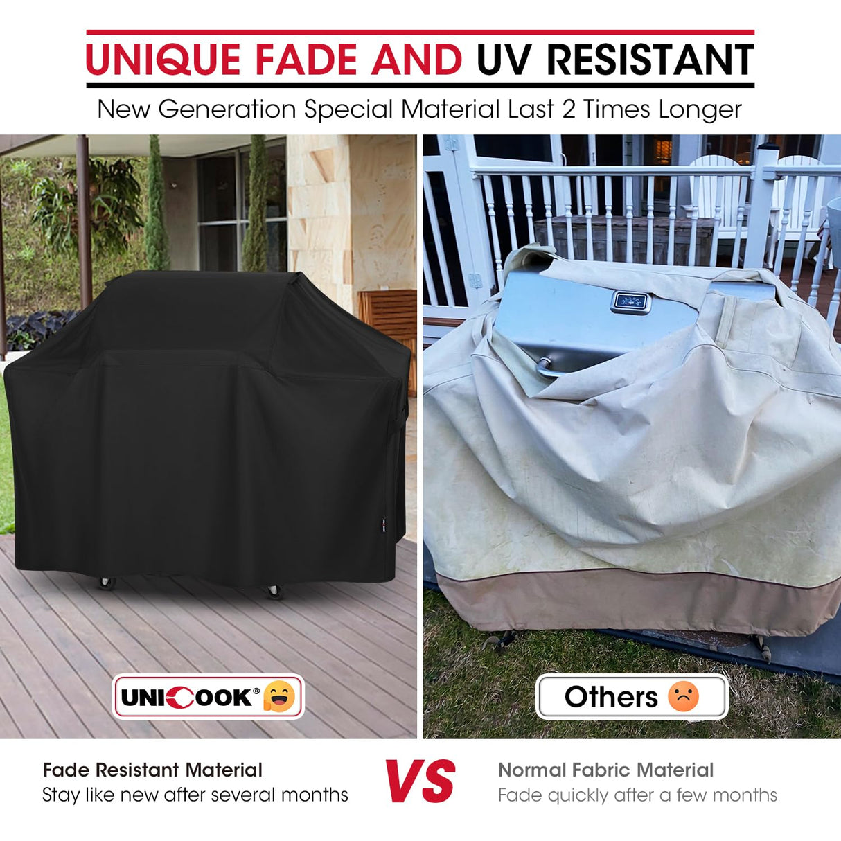 Unicook 63 Inch Grill Cover for Weber Genesis 300 Series and New 2022 Genesis 300 Grills, Outdoor BBQ Grill Cover, Heavy Duty Waterproof Fade Resistant Barbecue Cover, Compared to Weber 7757 Unicook