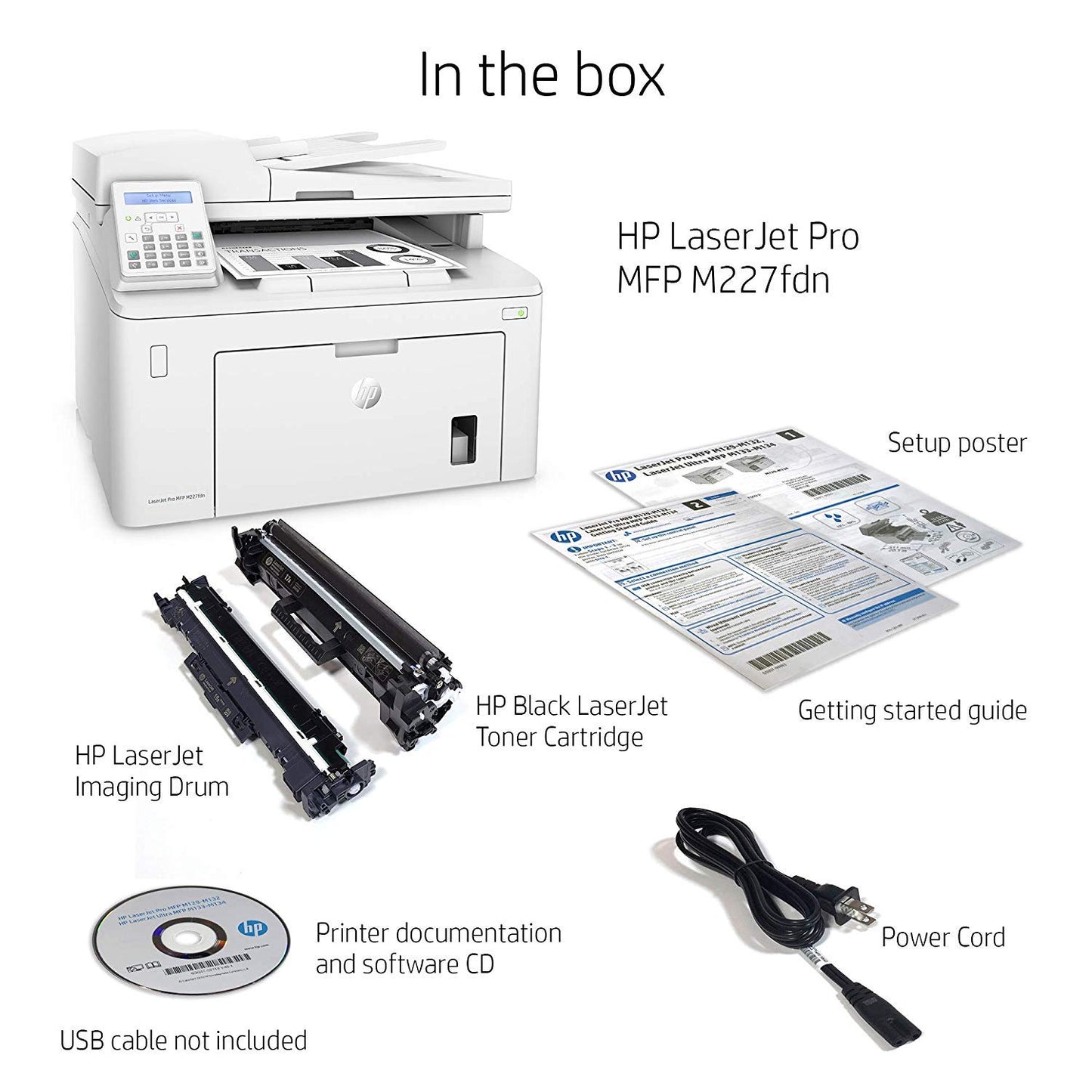 HP LaserJet Pro MFP M227fdn Monochrome All-in-One Printer with built-in Ethernet & 2-sided printing, (G3Q79A)