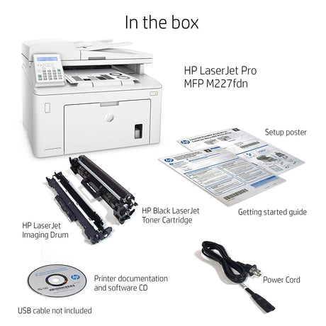 HP LaserJet Pro MFP M227fdn Monochrome All-in-One Printer with built-in Ethernet & 2-sided printing, (G3Q79A) HP