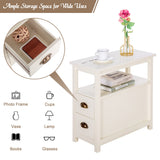 PHI VILLA Narrow End Table with 2 Drawers Nightstand Side Table Bedside Tables Small Sofa Table for Living Room Bedroom PHI VILLA