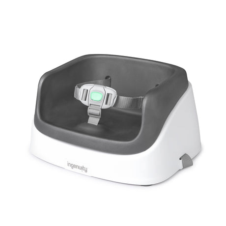 Ingenuity SmartClean Toddler Booster Seat for Kitchen Chair – Lightweight for on-the-go, Easy-Clean, 3-Point Harness Strap – Booster Seat for Dining Table, Slate Ingenuity