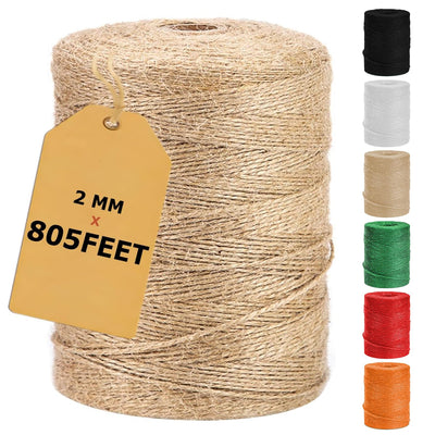 Vanhench 805FT Natural Jute Twine String, Bulk Hemp Jute Rope Cord Twine for Crafts Gardening, Gift Wrapping, Wedding Décor, Packing Material Burlap Ribbon, Christmas Knitting Macrame Decoration