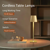 Fizrice 2 Pack Rechargeable Table Lamps Cordless Lamp - 6000mAh Battery Operated Touch Lamp Outdoor Table Lights Waterproof Wireless Portable Desk Lamp for Table Restaurant Bedroom Patio(Gold) Fizrice