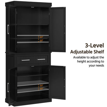 Yaheetech Kitchen Pantry Storage Cabinet with Drawer, Freestanding Pantry Cabinets with 2 Adjustable Shelves, 72.5" Tall Storage Cupboard for - WoodArtSupply