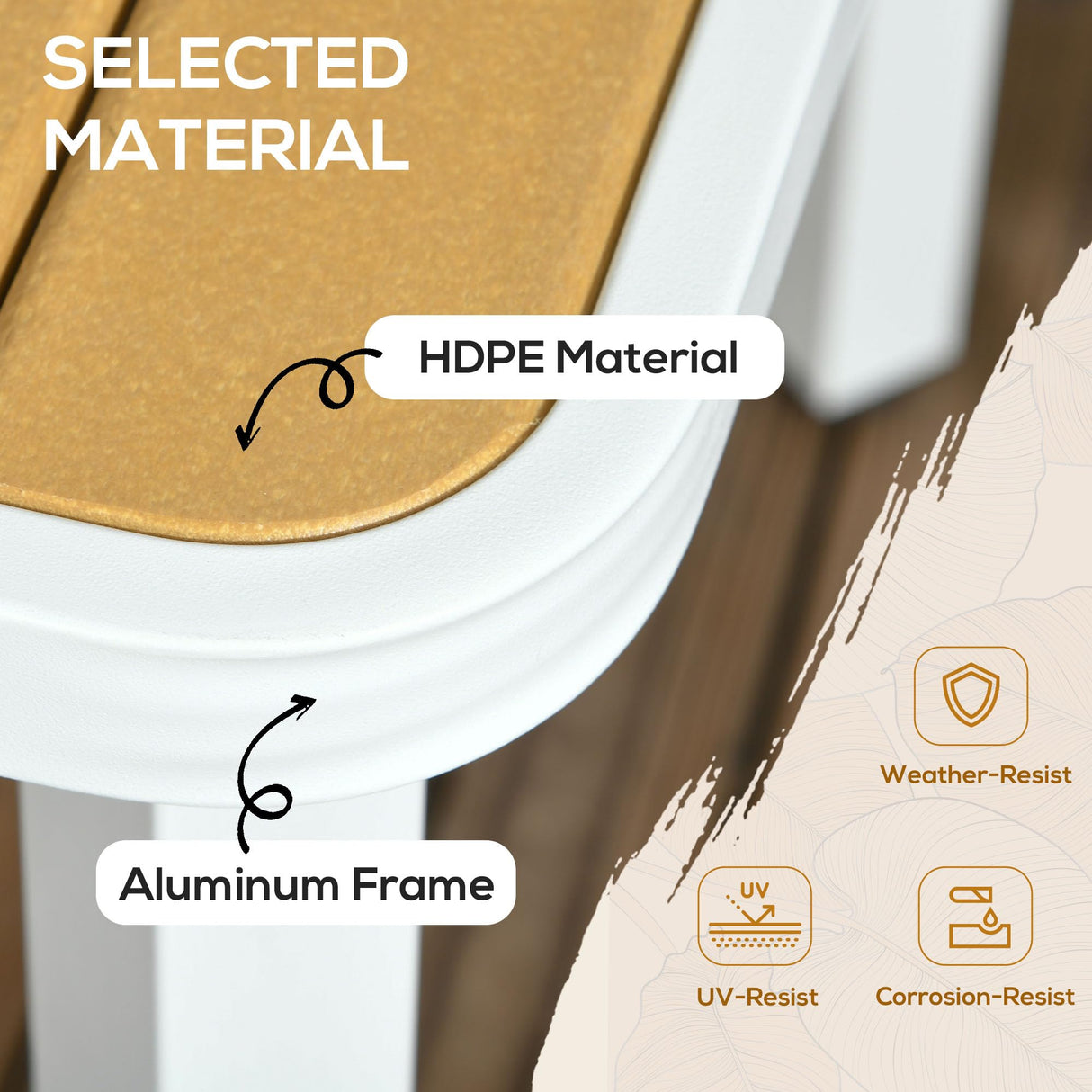 Outsunny 5 Piece Patio Dining Set for 4 with Umbrella Hole, Waterproof HDPE Outdoor Table and Chairs, Aluminum Frame Dining Furniture Set, Yellow Outsunny