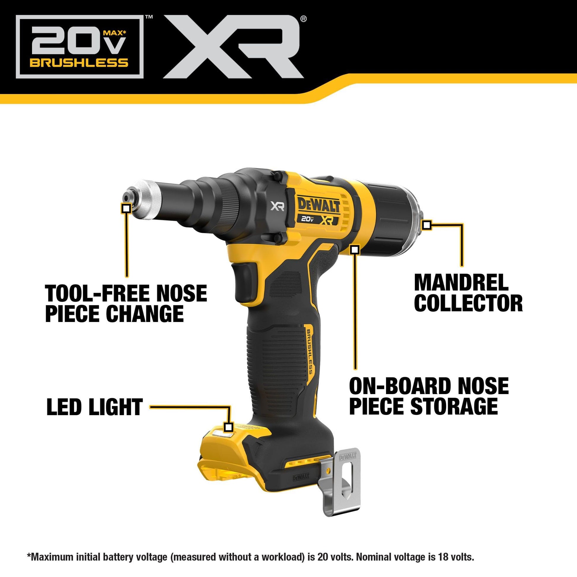 DEWALT 20V MAX XR Cordless Rivet Tool, 3/16", Battery and Charger Included (DCF403D1) - WoodArtSupply