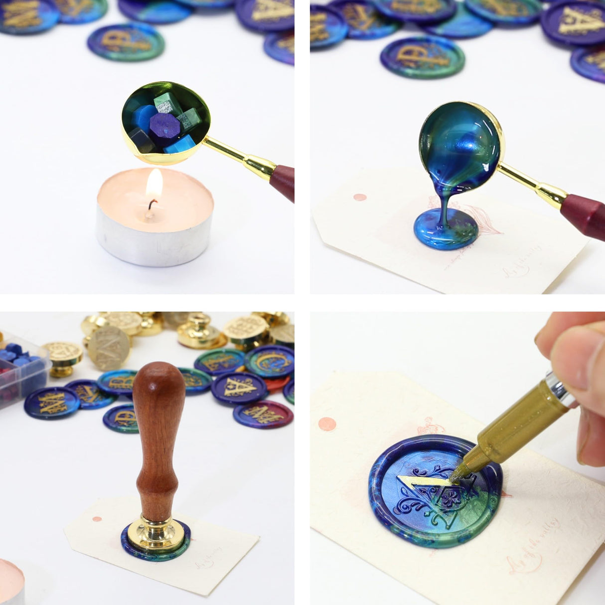 SWANGSA Botanical Flower Wax Seal Stamp Kit with 450pcs Sealing Wax Beads, 2 Pens and Spoon for Wedding, Invitations, Cards, Envelope, Christmas SWANGSA