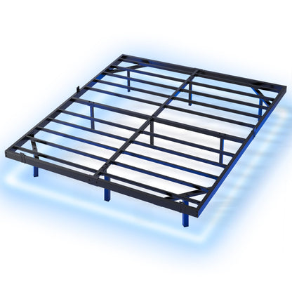 SogesSleep Black King Size Floating Bed Frame with LED Lights - Heavy Duty, No Box Spring Needed - WoodArtSupply