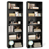 Tangkula 6-Tier Bookcase Set of 2, 70” Tall Freestanding Bookshelf with 6 Open Shelves, Anti-Toppling Kits, Floor Display Storage Bookcase for Living Room, Study, Kitchen, Home & Office (2, Black) Tangkula