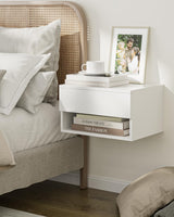 Floating Nightstand, Small Modern Floating Nightstand with Drawer, Floating Shelves for Bedroom, Bathroom (White) Aienvey