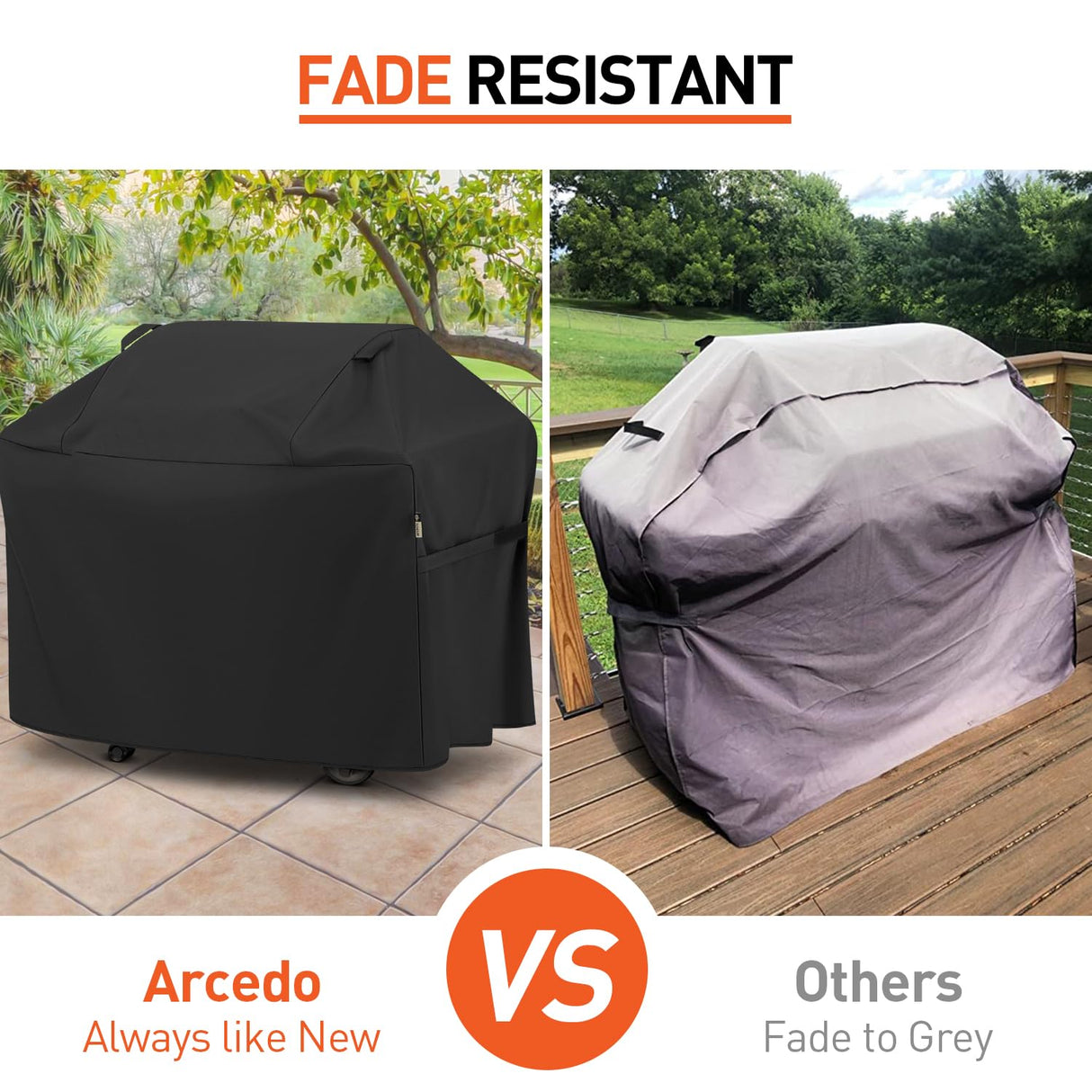 Arcedo 72 Inch Grill Cover, Waterproof Large BBQ Gas Grill Cover Compatible with Weber, Durable and Rip Resistant, Fits for Charbroil Nexgrill Napoleon Arcedo