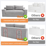 Fefances Loveseat Sofa Bed Boneless Couch, Convertible 2-in-1 Design, Corduroy Fabric - Compact Memory Foam Couch for Small Spaces, Apartments, Home Office & Bedroom （Grey） Fefances