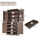 Hlivelood Farmhouse Kitchen Pantry Cabinet with 3 Drawers,71" Tall Rustic Wood Storage Cabinet with 6 Door Shelves,with Load-Bearing Steel Pipe,Pantry Organizers for Kitchen,Dining Room(Brown) Hlivelood