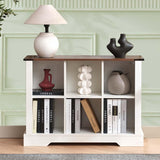 Hanamako 6 Cube Storage Organizer, 2-Tier Bookshelf with LED Lights, Wood Cube Shelf, Free Standing Display Cabinet, Horizontal Long Shelf for Home Office, White Hanamako