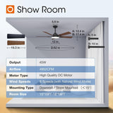 addlon Ceiling Fans with Lights, 52 inch Black Ceiling fan with Light and Remote Control, Reversible, 3CCT, Dimmable, Noiseless, Ceiling Fan for Bedroom, Farmhouse, living room, Indoor/Outdoor Use addlon