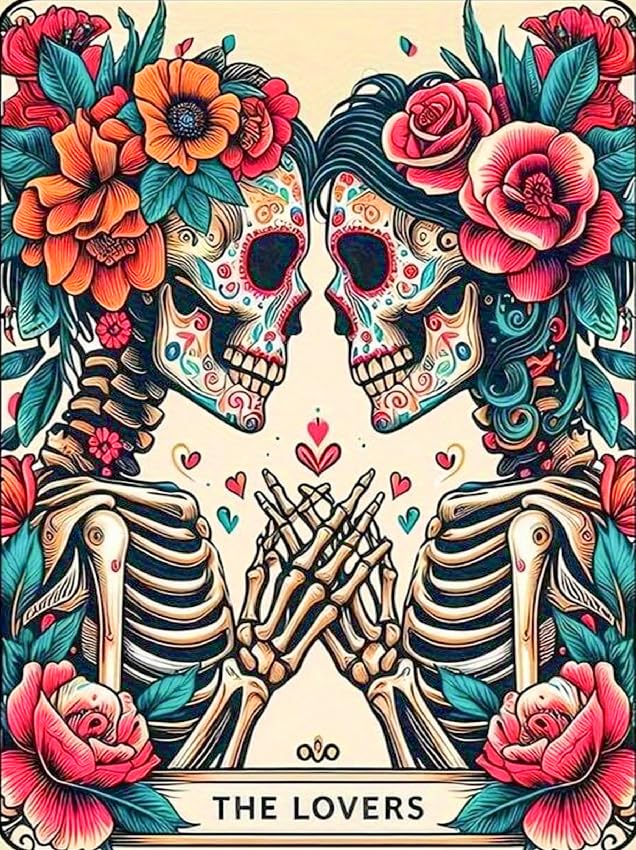 ijbnhd Skull Diamond Painting Kits for Adults 5D Valentine Diamond Art Kits for Adults Full Drill Diamond Painting Lovers Gem Art and Crafts Home Decor 12x16inch ijbnhd