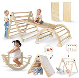 Utopia House 8 in 1 Pikler Triangle Set with Detachable Seesaw for 1.5-6 Years Old, Montessori Climbing Set, Toddler Climbing Toys Indoor Climbing Gym, Kids Climbing Toys, All Natural Wood Utopia House