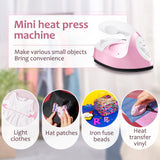 Honoson Mini Craft Iron Mini Heat Press Small Iron Portable Handy Tiny Flatiron with Charging Base Accessories for Fuse Beads Patch DIY Shoes T-Shirts Heat Transfer Vinyl Projects(Light Pink) Honoson