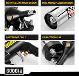 Pneumatic Grease Gun Automatic W/Quick Release Coupler, Continuous Cycle Heavy Duty 6000 PSI Air Compressor Grease Gun with Flex Hose 18 Inch Bravex