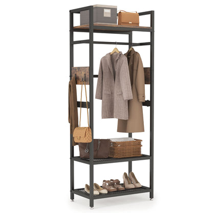 Tribesigns Small Heavy Duty Clothes Rack with Shelf and Hanging Rod, Freestanding Closet Organizer, Industrial Hall Tree Garments Rack for Small Space,Bedroom,27'' W X69'' H, Max Load 300LBS - WoodArtSupply