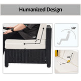 MCombo Patio Furniture Sets 7 Pieces Outdoor Wicker Sectional Sofa Set, PE Rattan Aluminum Frame Conversation Sets with Washable Cushion and Glass Table for Garden, and Backyard, 6080-7PC (White) MCombo