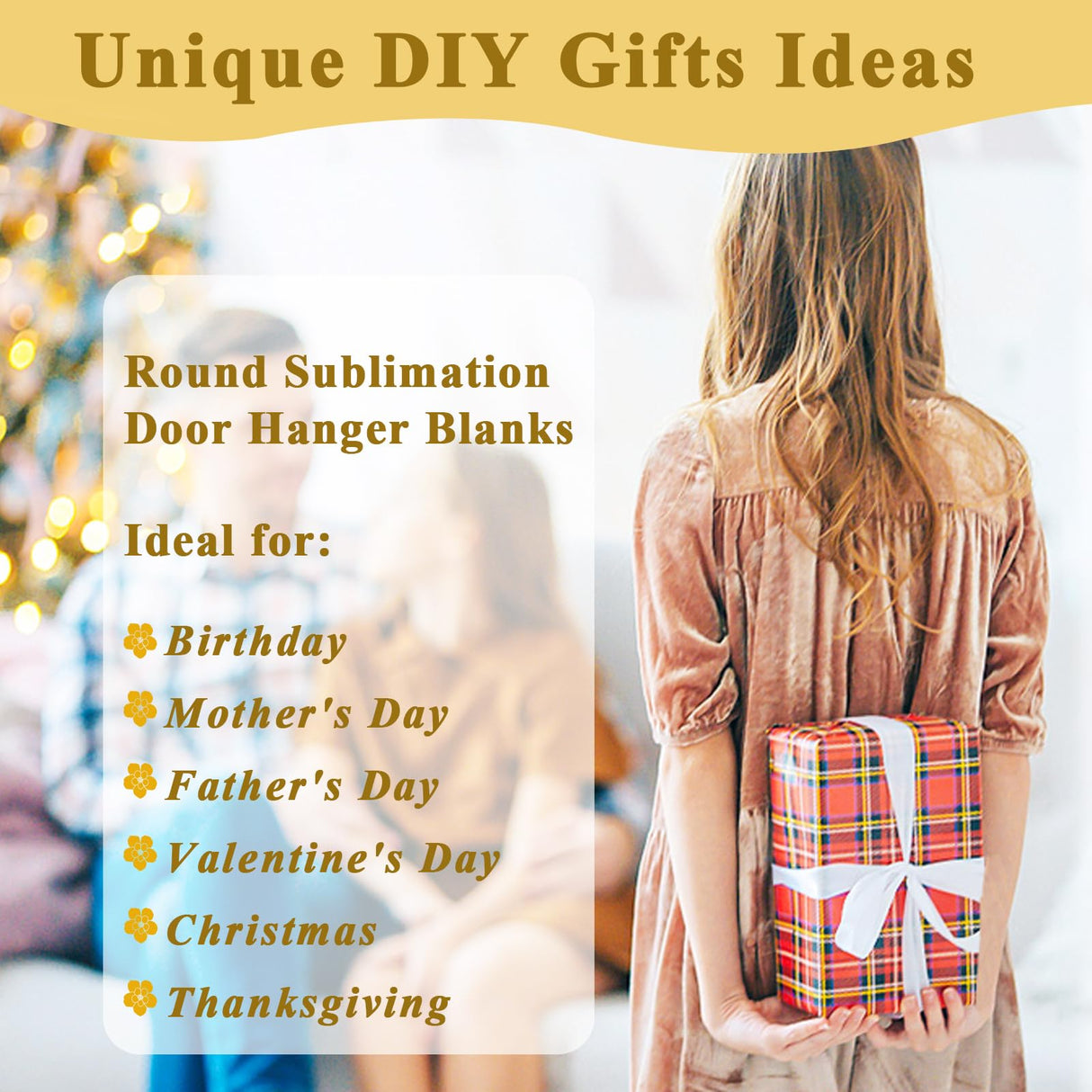 PURREITTI 10 Pcs 10" Round Sublimation Door Hanger Blanks, White Hardboard MDF Wood Blanks, Unfinished Circle Sublimation Blanks Wall Hanging for Heat Press Machine Printing Crafts Christmas Decor PURREITTI