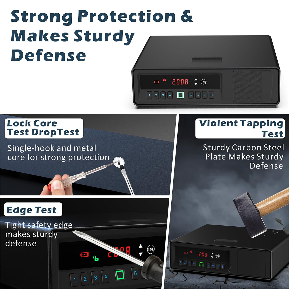 Z ZLJUAN Sliding Away Pistol Handgun Safe for Two Pistols,Quick Access Gun Safe with LCD Display of Time,Low Battery Warning,Unlock State,Drawer Safe for Nightstand Bedside Home Z ZLJUAN