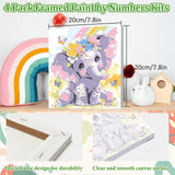 MAXBYE 4 Pack Paint by Numbers Kit for Kids, Cute Animals Painting Kits for Ages 8-12, Easy Paint by Number for Kids with Wooden Frame, DIY Acrylic Oil Painting Kit for Wall Decor 8X8 in MAXBYE