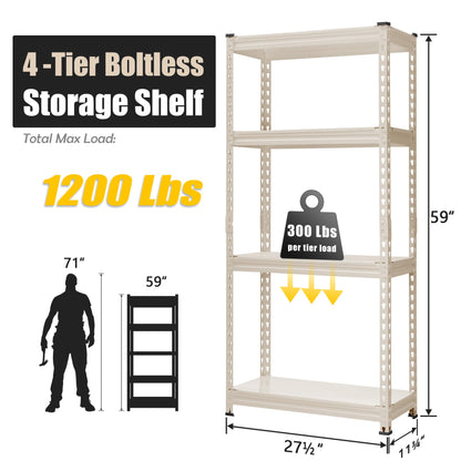 PrimeZone All Metal Garage Storage Shelves, 28" W x 12" D x 60" H 4 Tier Heavy Duty Closet Pantry Shelving Unit, Adjustable Metal Shelf Utility Rack Organizer for Garage, Kitchen, Warehouse, White