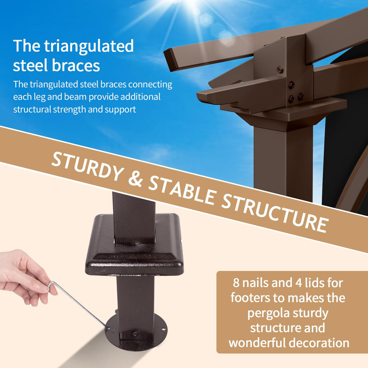 VINGLI 9’x 12' Outdoor Pergola Metal Retractable Pergola Canopy with Adjustable Roof, Garden Pergola for Deck, Porch, Garden, Yard (Grey) VINGLI