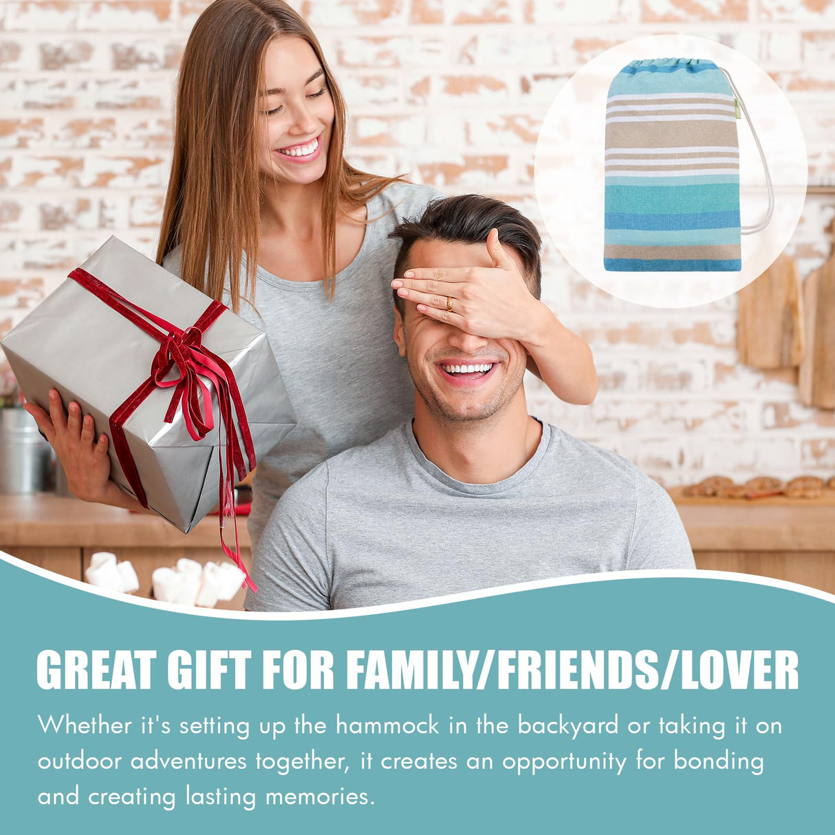 Brazilian Hammock with Tree Straps - Canvas Hammocks Portable Hammock with Carry Bag for Backyard, Porch, Outdoor and Indoor Use Blue & Green INNO STAGE