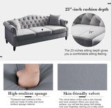 ATUMON 79" Chesterfield Velvet Couch for Living Room, 3-Seater Tufted Sofa with Rolled Arms Nailhead & Two Pillows for Bedroom, Office & Coffee Bar, Gray ATUMON