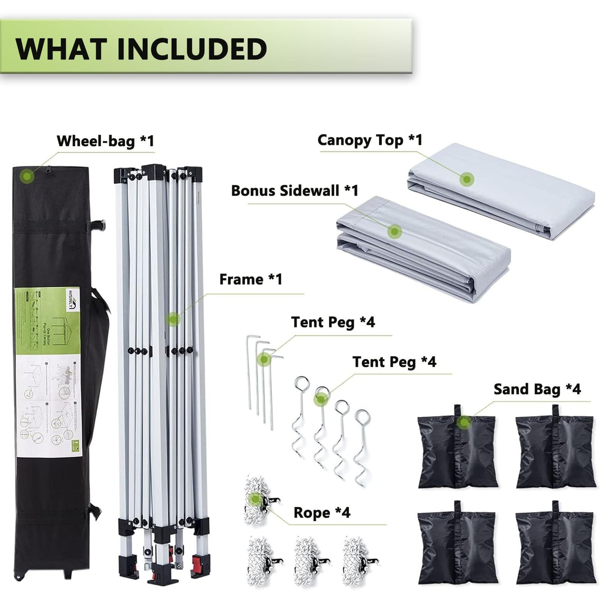 Hisinly 10x10ft Pop Up Canopy Tent with Removable Sidewall, Instant Shade Canopy with Vented Roof for Patio Outdoor Camping with Wheel-Bag, 4 Sand Bags, 8 Stakes Hisinly