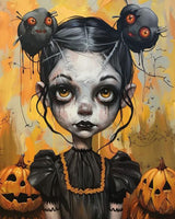 Tucocoo Halloween Pumpkin Strange Girl Paint by Number Cute Weird Girl Portrait DIY Painting on Canvas with Brushes Acrylic Paints Paint by Numbers for Adults and Beginner 16x20 Inch（Without Frame） Tucocoo