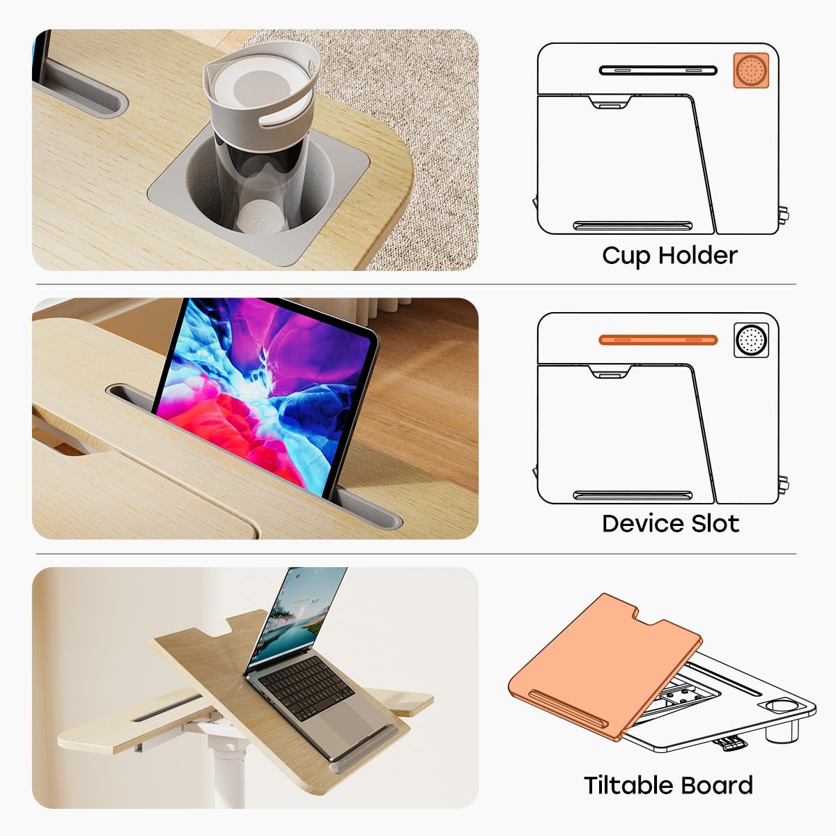 JOY worker Mobile Standing Desk, Pneumatic Height Adjustable Table, 60° Tiltable Rolling Laptop Desk, Portable Sit Stand Desk with Wheels Cup Holder JOY worker